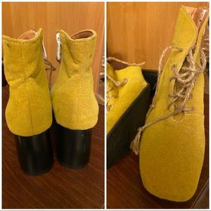 Handmade lemon Yellow Healed Boots.